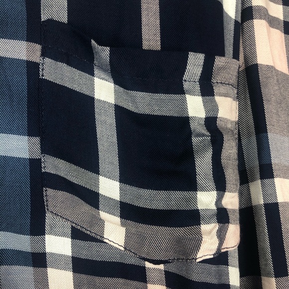 Maison Jules XL Navy Plaid Cuffed Collared Dress - Picture 10 of 13